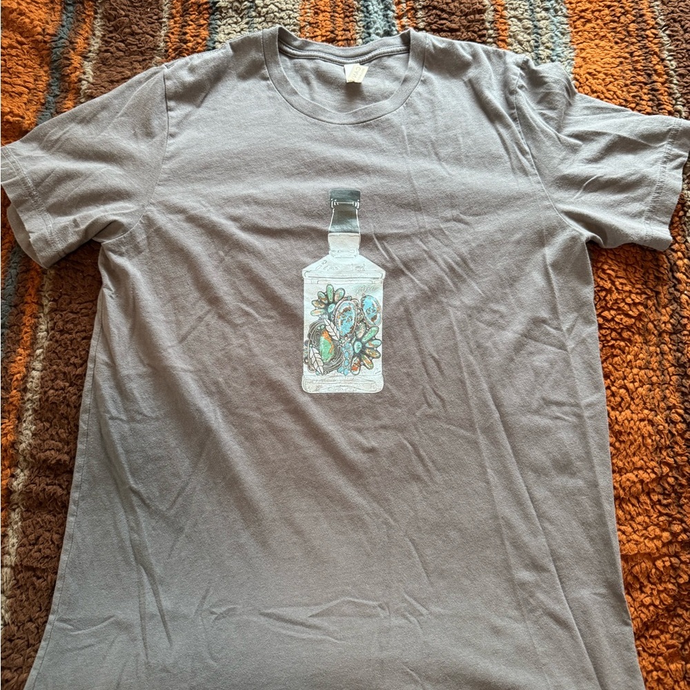 Bella Canvas Gray Short Sleeve Tee with Artistic Bottle Design